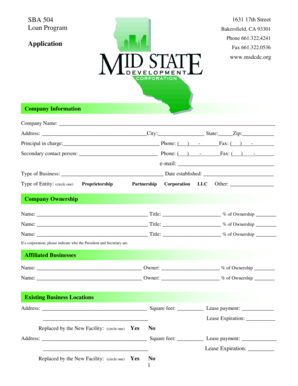 SBA 504 Loan Application Form