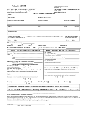 Aetna Life Insurance Claim Form