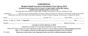 Student Health Insurance Enrollment Form