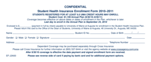 Student Health Insurance Enrollment Form