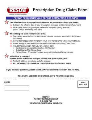 Prescription Drug Claim Form