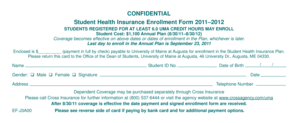 Student Health Insurance Enrollment Form