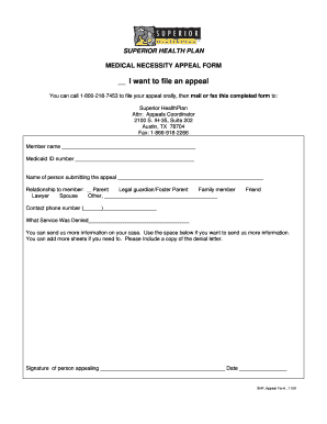 Medical Necessity Appeal Form