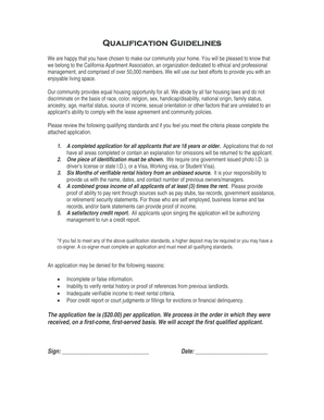 California Apartment Association Rental Application