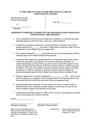Defendant's Request to Reset Pay or Appear Date