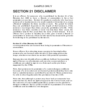 Section 21 Firearms Declaration Form