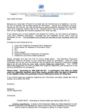 Long Term Disability Employee Claim Statement