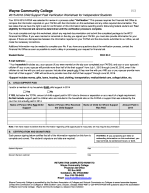 Child Support Paid Verification Worksheet