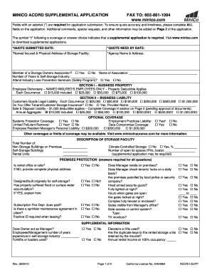 MINICO ACORD Supplemental Application