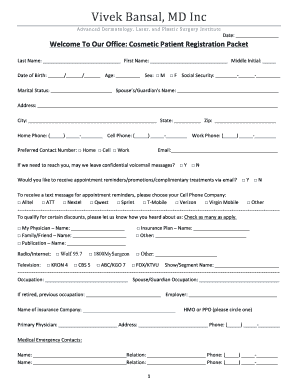 Cosmetic Patient Registration Form
