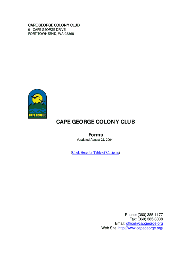Fillable Online CAPE COLONY CLUB Forms Fax Email