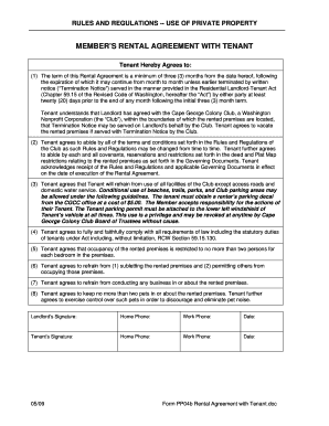 Member Rental Agreement with Tenant