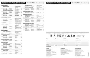Kensington Publishing New Release Order Form