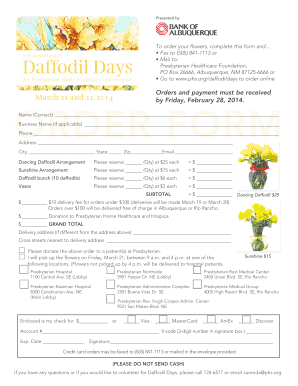 Daffodil Days Order Form