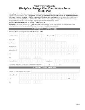 Fidelity 457(b) Plan Contribution Form