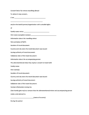 Minor Travel Consent Letter