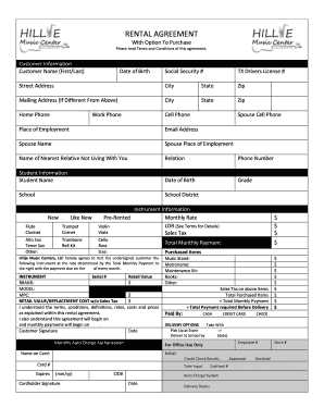 Short term rental contract - Print a Rental Form here - Hillje Music Center