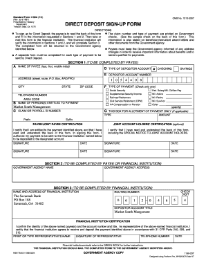 Standard Form 1199A Direct Deposit Sign-Up Form