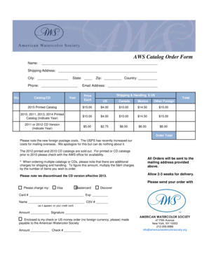 fillable online americanwatercolorsociety catalog order form