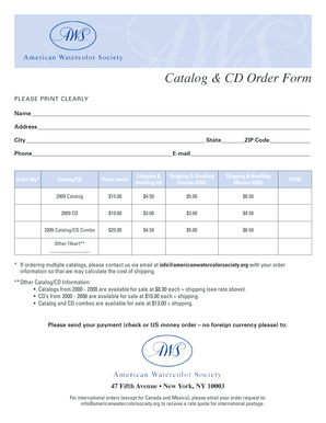 American Watercolor Society Catalog CD Order Form