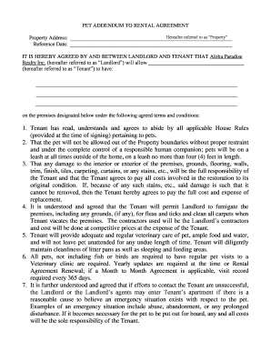 Pet Addendum to Rental Agreement