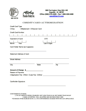 Credit Card Authorization Form