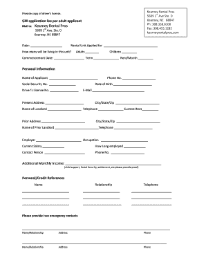Rental Application Form