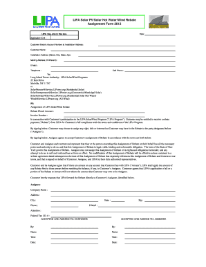 LIPA Solar/Wind Rebate Assignment Form