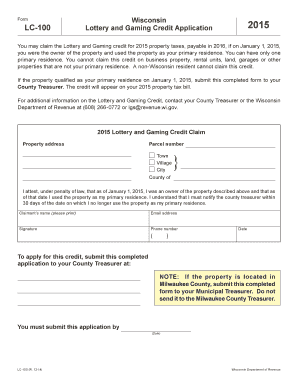Wisconsin Lottery and Gaming Credit Application