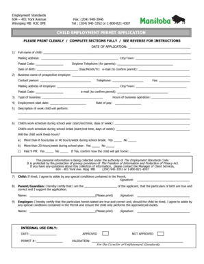 Child Employment Permit Application