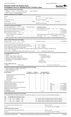 Manitoba Hepatitis B and C Investigation Form