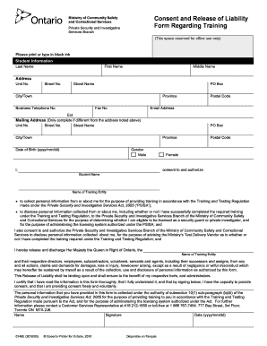 Ontario Security Guard Training Consent Form