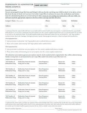 Permission to Administer Medication Form