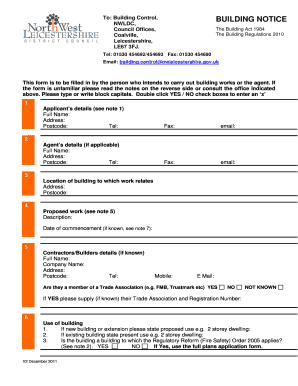 UK Building Notice Form