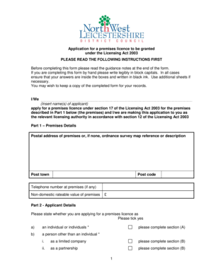 UK Premises Licence Application