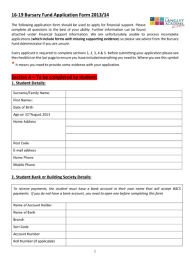 Bursary Fund Application Form