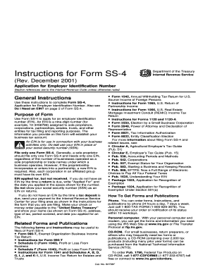 IRS Form SS-4 Application for Employer Identification Number