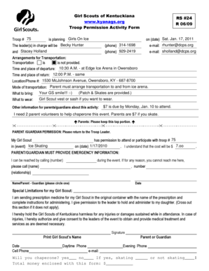 Girl Scouts Activity Permission Form