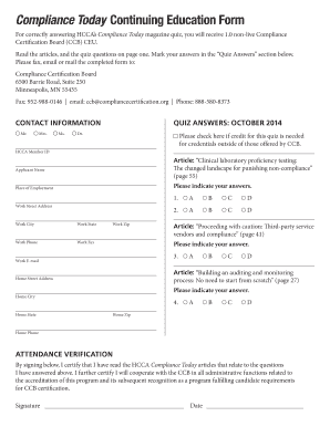 Compliance Today CEU Quiz