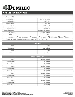 Credit Application Form
