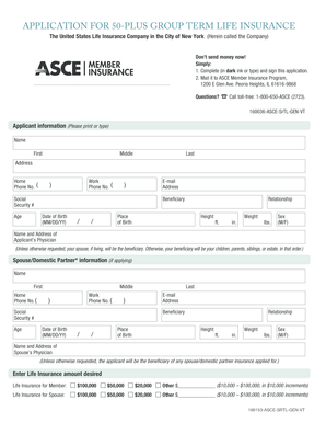 50-Plus Group Term Life Insurance Application