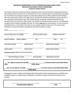 Kentucky School Based Clinic Consent Form