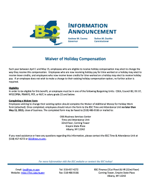 Waiver of Holiday Compensation