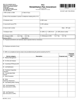 Minnesota Rehabilitation Plan Amendment Form RP01