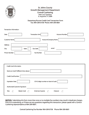 Depository Escrow Credit Card Transaction Form