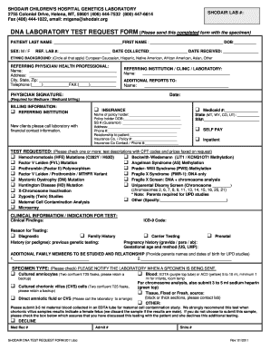 DNA Laboratory Test Request Form