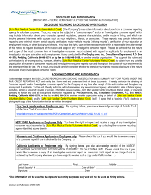 Background Investigation Disclosure and Authorization