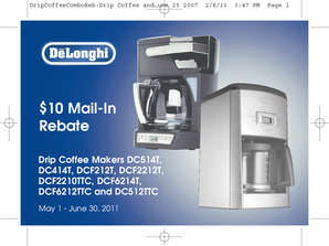 De'Longhi Drip Coffee Maker Mail-In Rebate Form