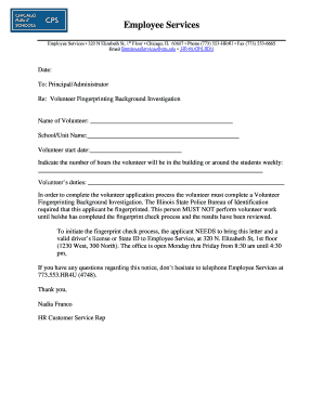 Volunteer Fingerprinting Background Investigation Authorization Form