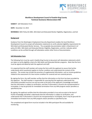 WIA Self-Attestation Form